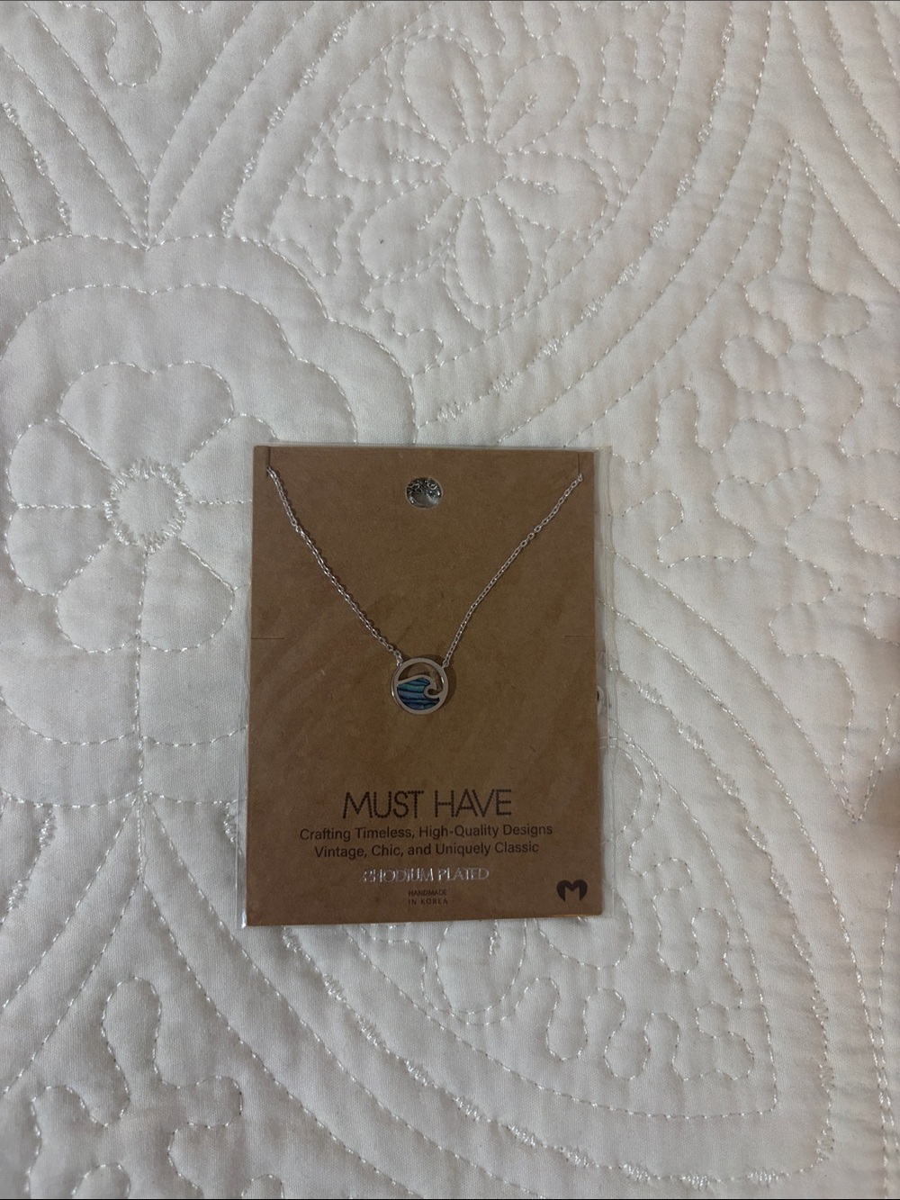 Must Have Silver Necklace with Blue Wave Accent